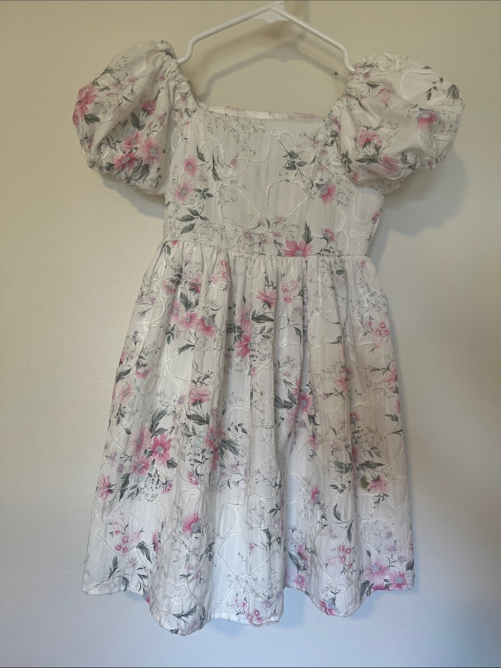 Iris & Ivy White Dress with Pink Floral Print